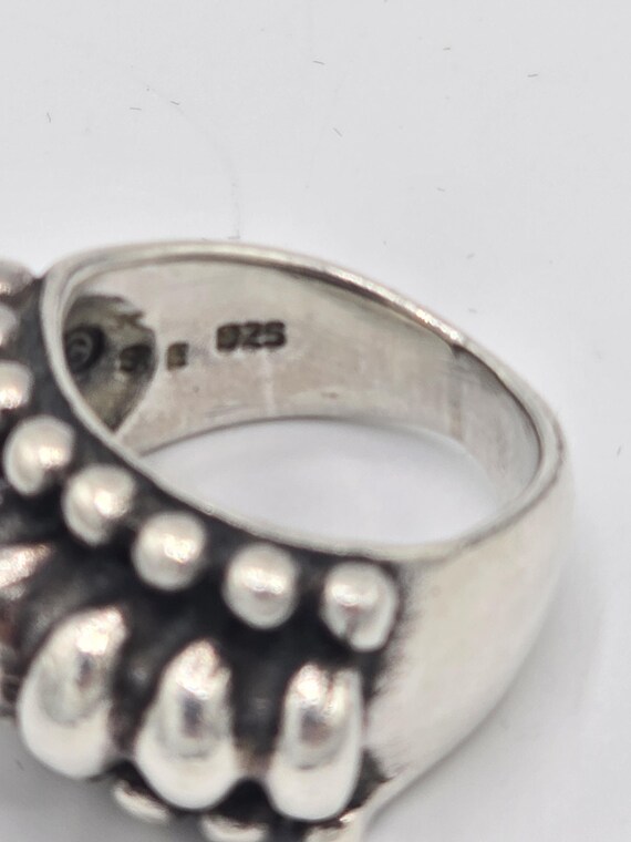 Ribbed Sterling Silver Statement Ring Size 6 - image 4