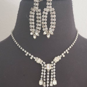 Rhinestone Necklace  Bracelet  Earrings And Brooch By Carson Pirie Scott & Co with Original Box