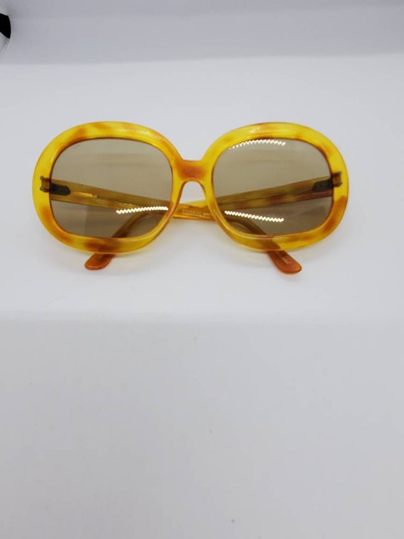 Vintage Very Rare Large Frame Amber Sunglasses Made in Vintage Very Rare Large Frame Amber Sunglasses Made in