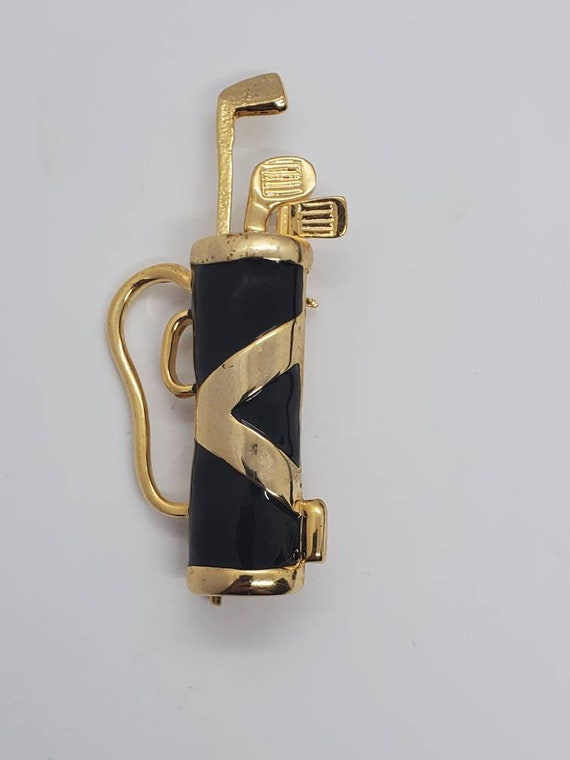 New View Black Enamel Gold Tone Articulating Golf… - image 2