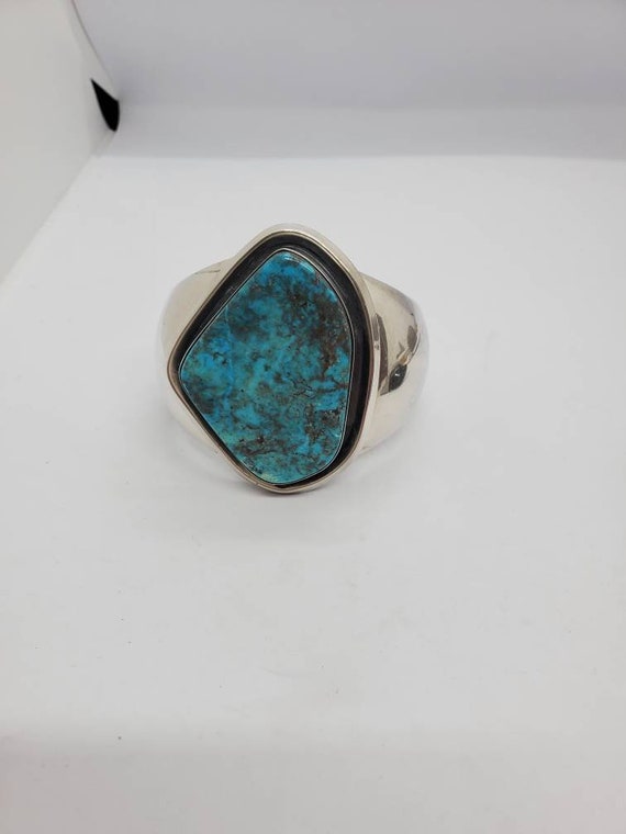 Very Heavy Navajo 1940s Large Turquoise And Sterl… - image 2