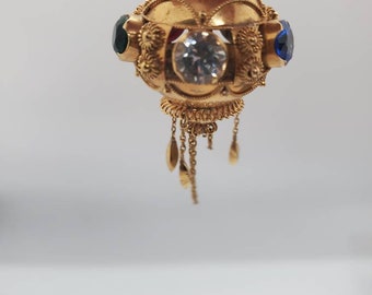 1960s 18 Karat Yellow Gold Multi Gemstone Sputnik Pendant