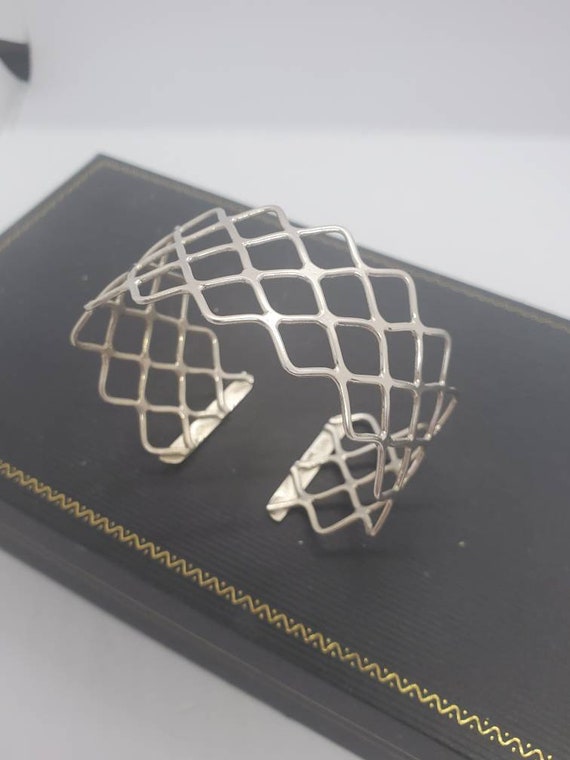 FAS Sterling Silver Open Weave Cuff Bracelet - image 4