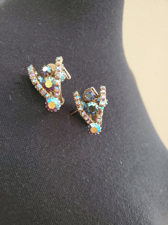 Aurora Borealis Clip on Earrings