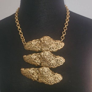 Faux Gold Nugget Statement Necklace  VERY HEAVY & RARE