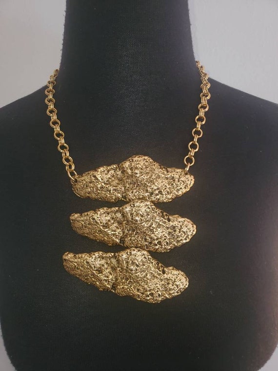 Faux Gold Nugget Statement Necklace  VERY HEAVY & 