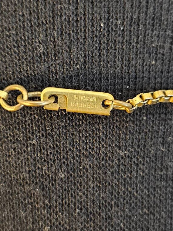 Miriam Haskell Gold Tone Marble Coin Chain Neckla… - image 5