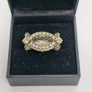Heidi Daus Rhinestone Gold Tone Ring Signed