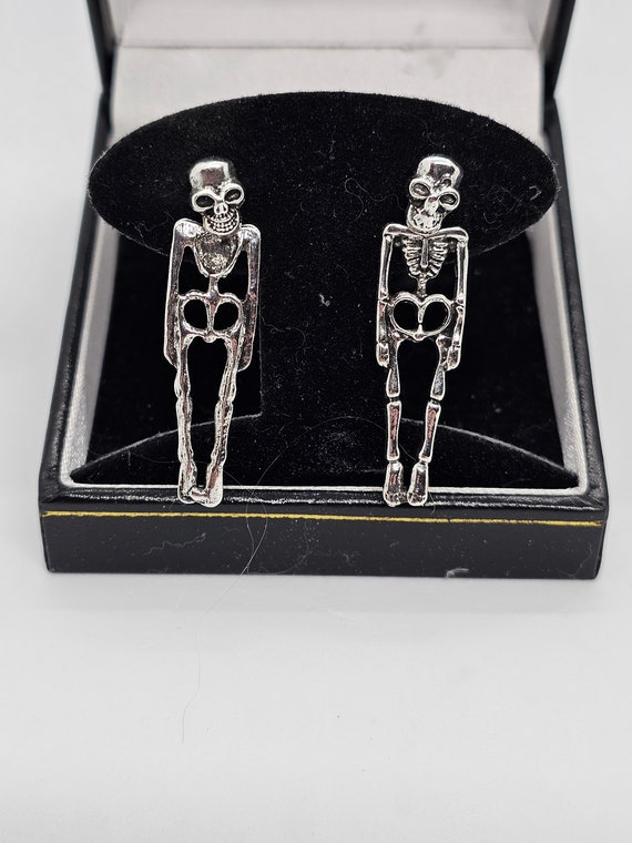 Skeleton Earrings Silver Tone - image 3