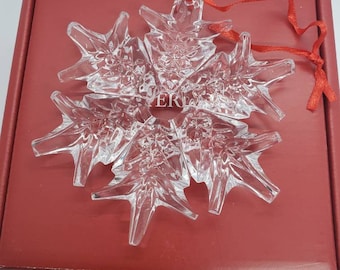 Waterford Crystal Snowcrest Pierced Christmas Tree Ornament With Original Box And Papers