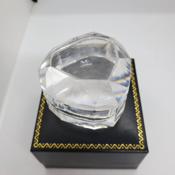 Swarovski Crystal Heart Shaped Ring Box With Lid Signed