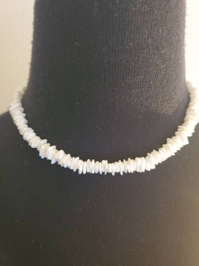 Vintage Hawaiian White Shell Choker With Brass Barrel Screw Clasp 16 ...