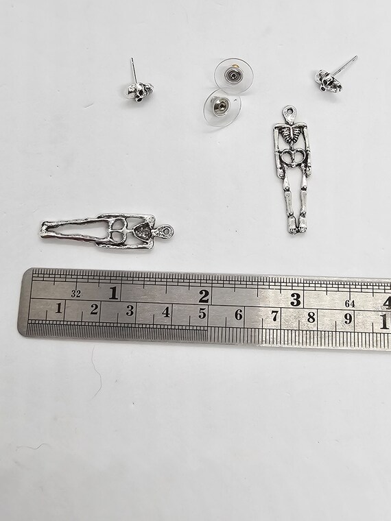 Skeleton Earrings Silver Tone - image 5