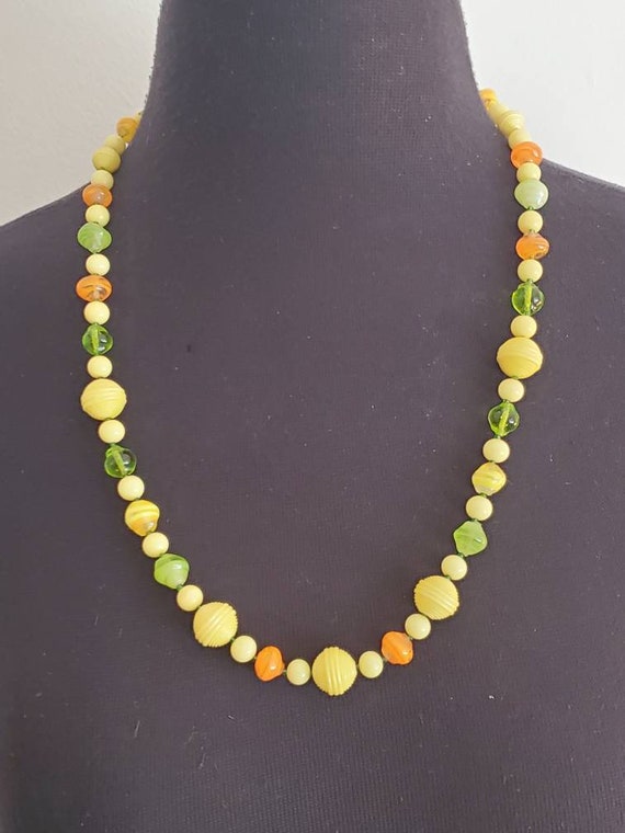 1960s French Orange Green And Yellow Glass Corrug… - image 2