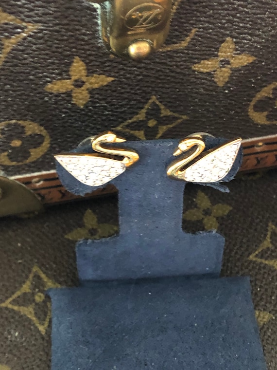 Swarovski Pavé Crystal Swan Earrings - image 2