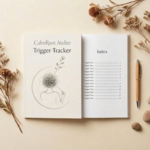 CalmRoot Atelier Trigger Tracker Journal | Trichotillomania Habit Log (PDF Download)