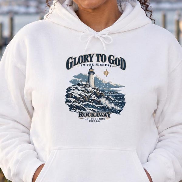 Glory to God Lighthouse Hoodie (Luke 2:14)