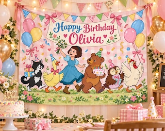 Tapisserie d'anniversaire Animaux de la forêt, décor mural personnalisé avec prénom, bannière d'anniversaire Amis de la forêt, décoration murale pour chambre d'enfant