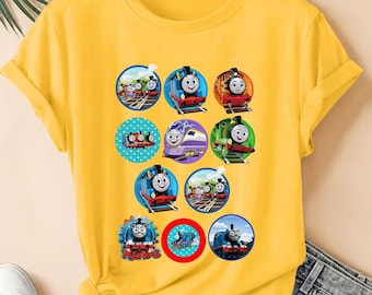Cute Cartoon Train Kids T-Shirt, Colorful Locomotive Graphic Tee, Boys Girls Summer Shirt, Railway Lover Gift, Toddler Youth Cotton Tee