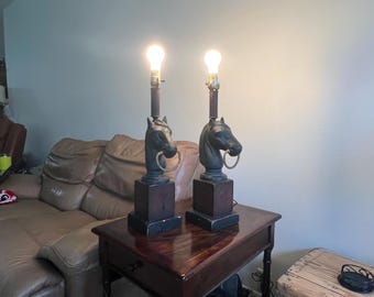 Pair Of Vintage Equestrian Ranch Craft Original Lamps