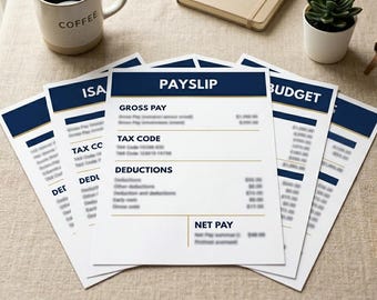UK Personal Bank Spickzettel | 5 PDF-Anleitungen | Gehaltsabrechnung, ISA, Haushalt, Gehaltsopfer, Notfallkasse | Sofort Download