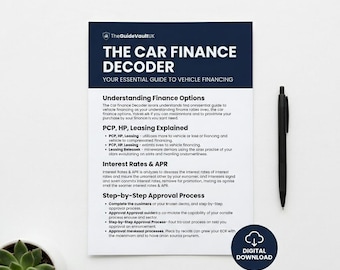 Car Finance Decoder - Pcp, Hp, Lease & Apr im Klartext erklärt (PDF Digital Download)