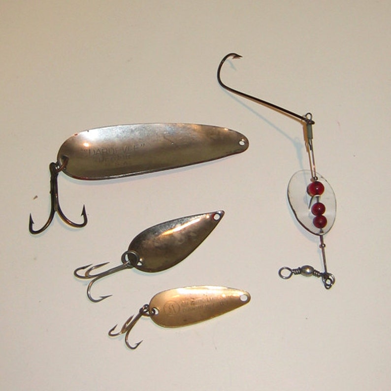 Four Vintage Genuine Fishing Spoons Including Dardevle and Etsy