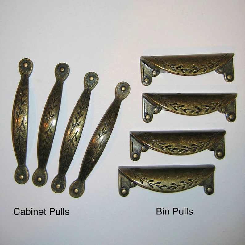 Vintage Antique Brass & Drawer Pulls 3 Set of 4 Etsy