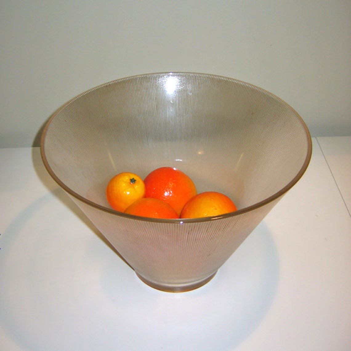 Vintage Large Ribbed Fruit Bowl. Clear Glass. Circa 1940s 1950s Etsy