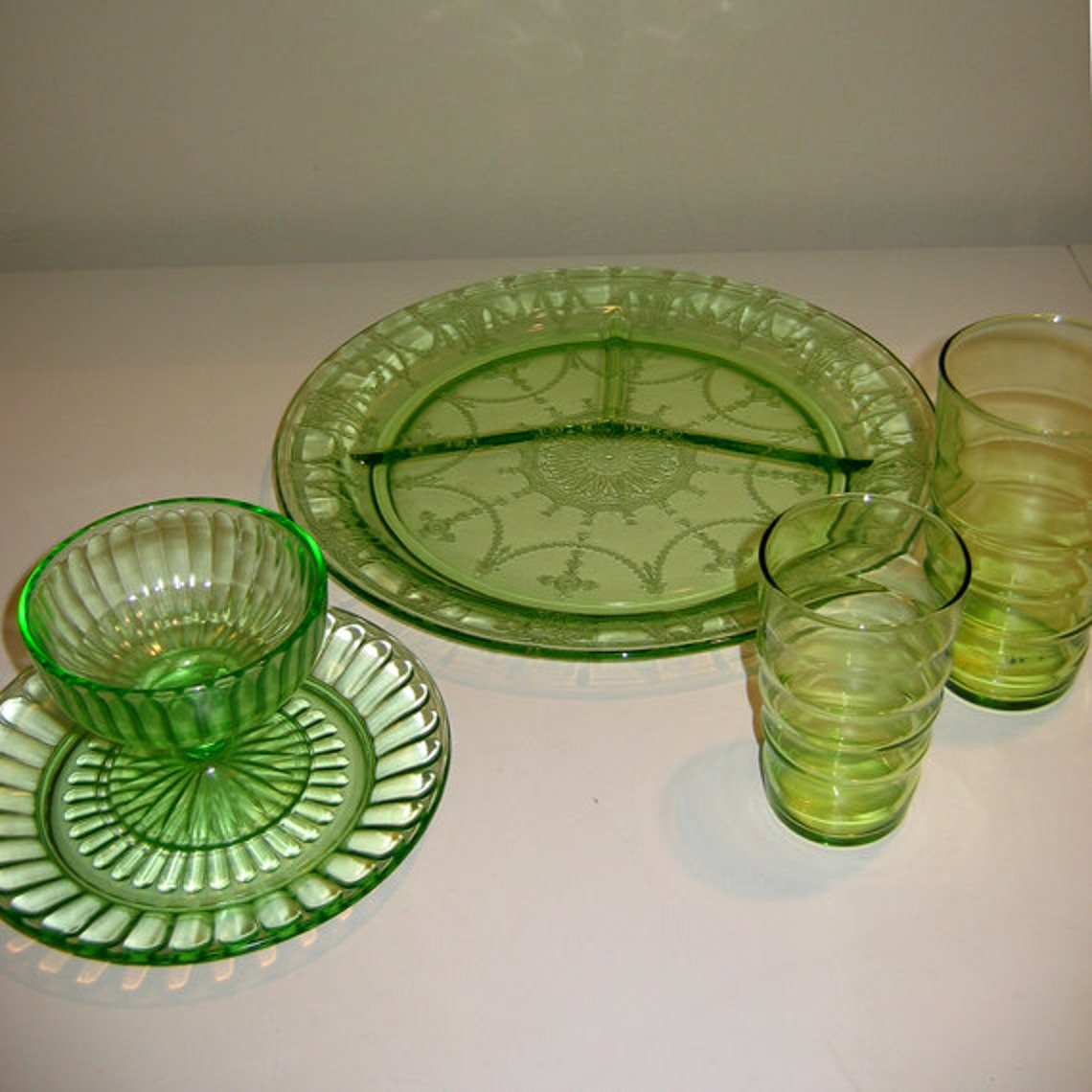 Rare Hazel Atlas Vaseline Uranium Depression Glass Sherbets - Etsy