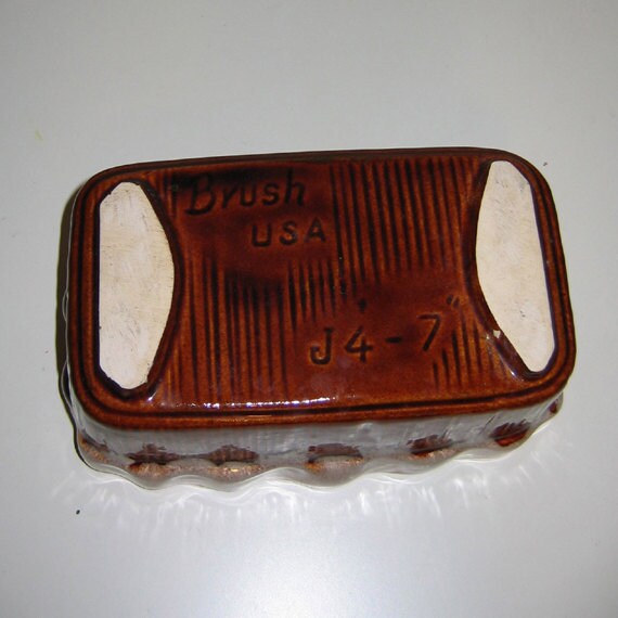 Vintage Brush Planter J47 in Brown Drip Glaze 1950s Etsy