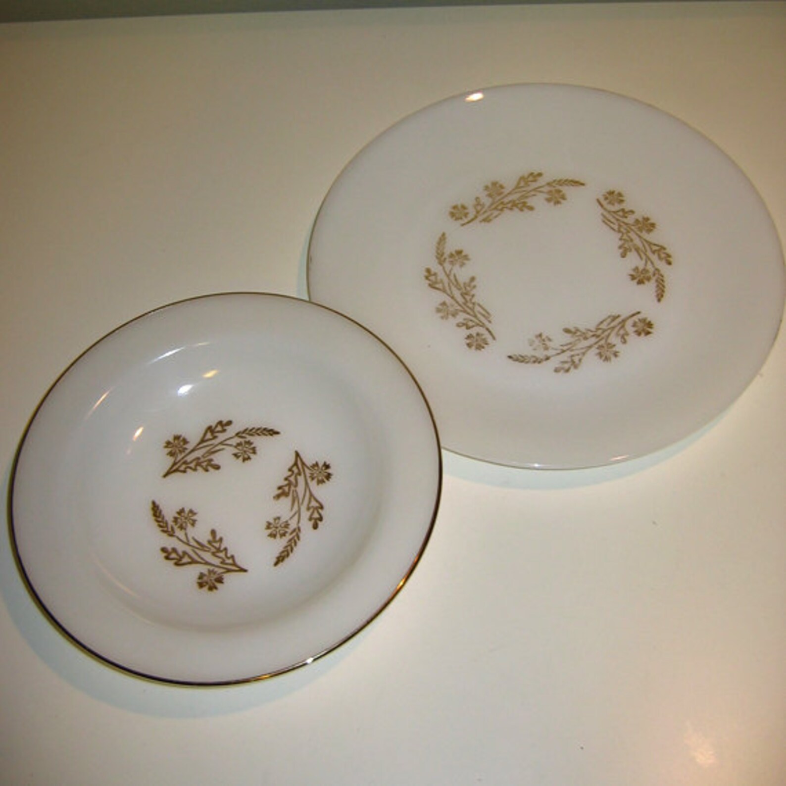 Vintage 1960s Federal Milk Glass Gold Wheat Pattern Plate and Etsy