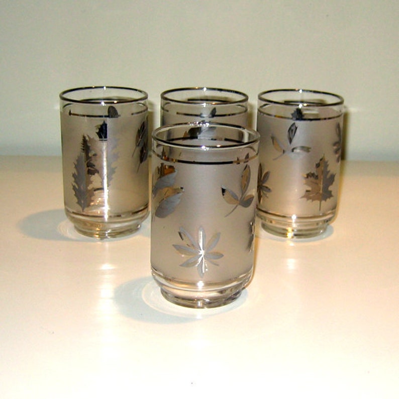 1960s Silver Leaf Libbey Lowball Glasses Set of Four Etsy
