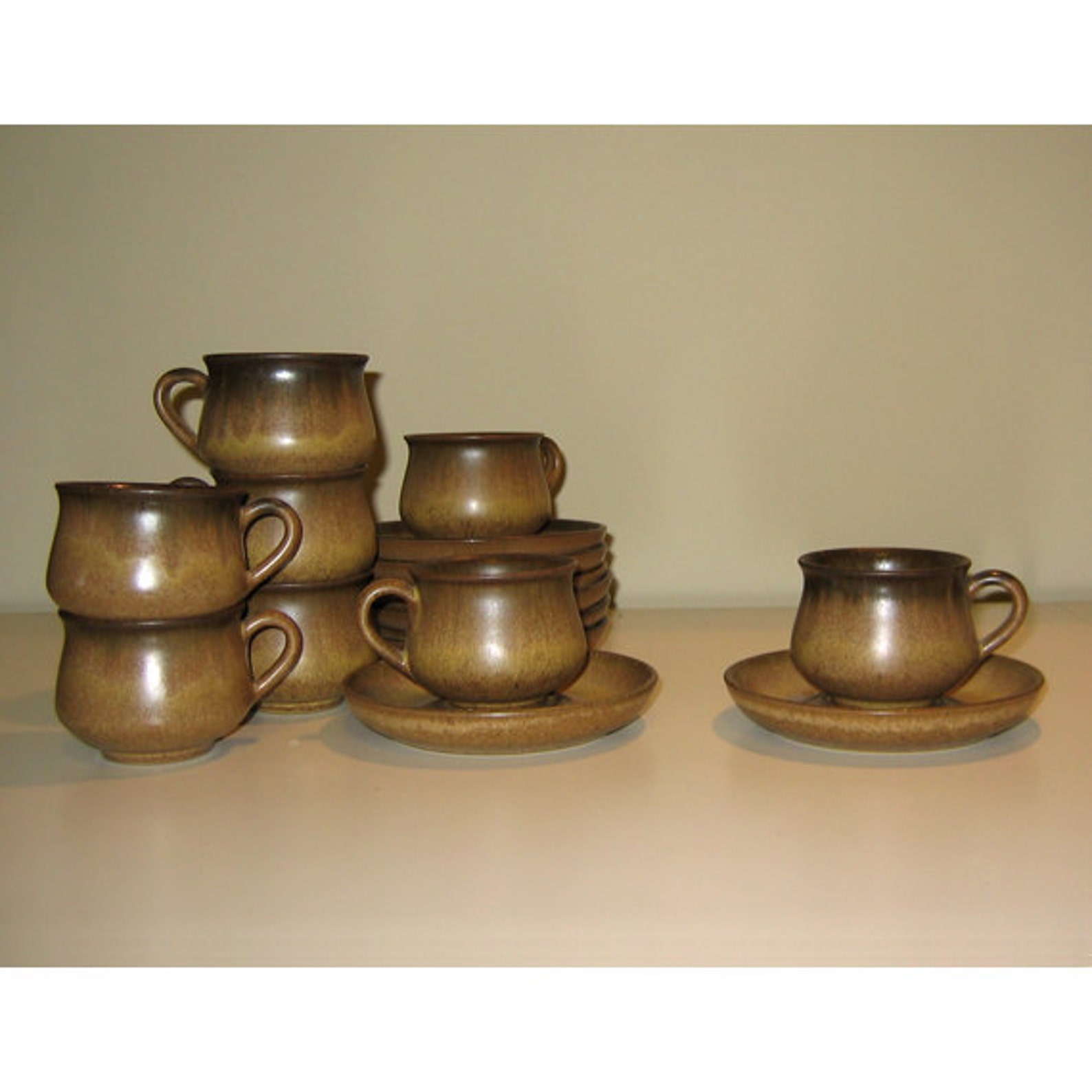 Set of 4 Denby Cups & Saucers in the Romanybrown Pattern Etsy