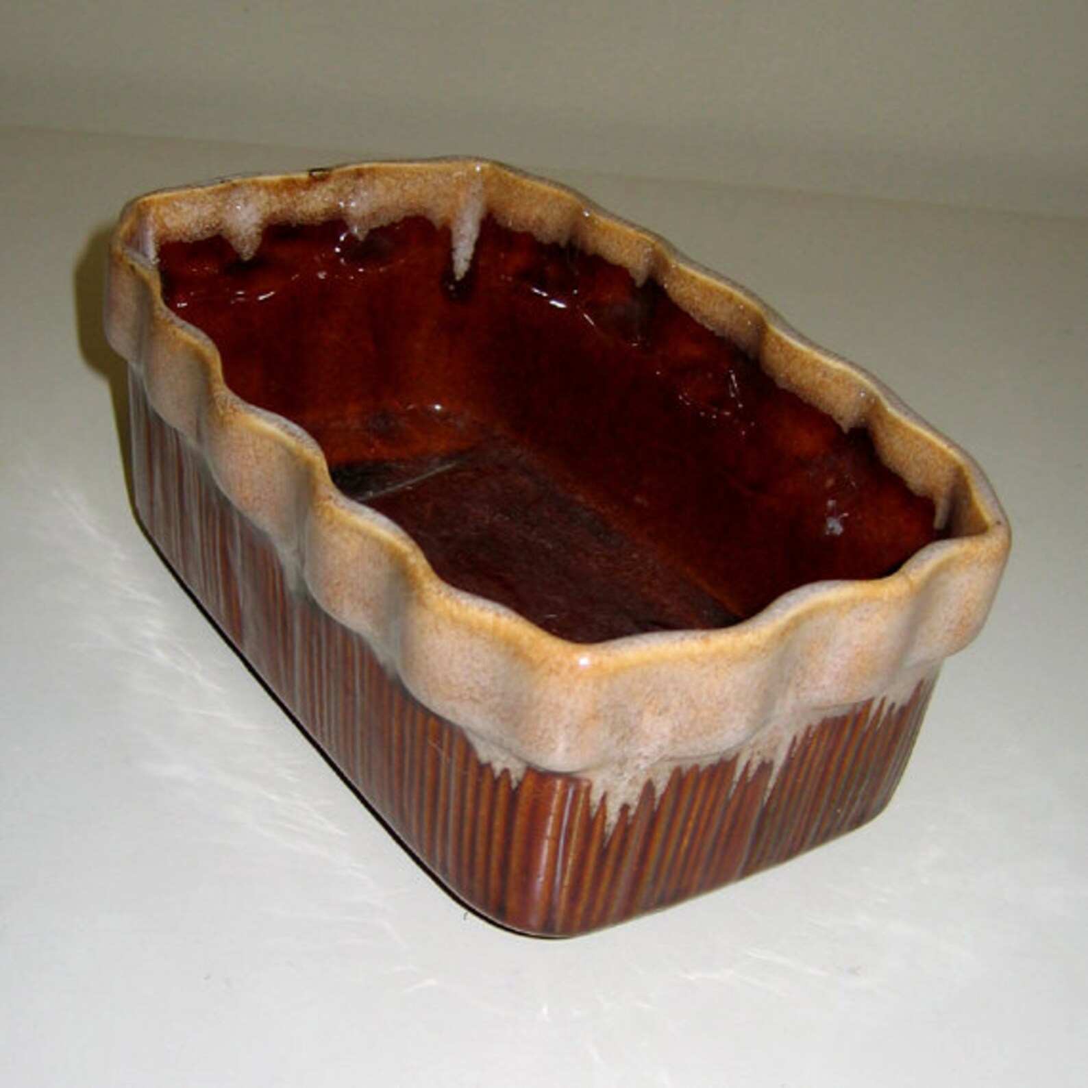 Vintage Brush Planter J47 in Brown Drip Glaze 1950s Etsy