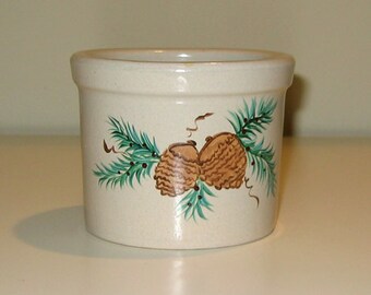 Hand Painted Pine Cone Roseville RRPCo Vintage Butter Crock