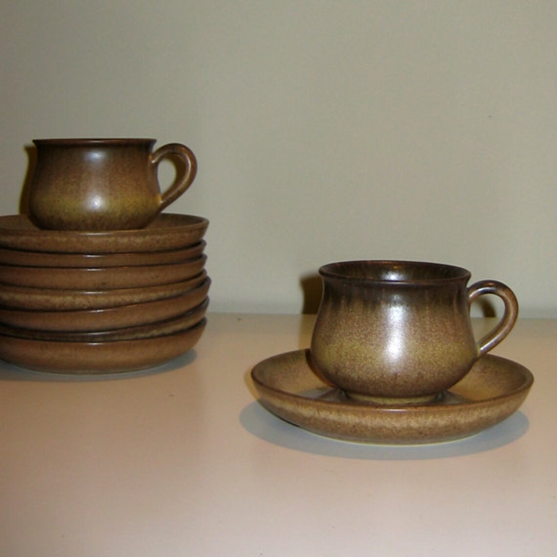 Set of 4 Denby Cups & Saucers in the Romanybrown Pattern Etsy