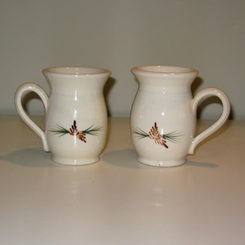 Hand Painted Pine Cone Stoneware Mugs by Mill Creek Stoneware Etsy