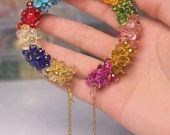 Handcrafted Multicolor Crystal Floral Gajra Bracelet | Traditional Ethnic Jewelry