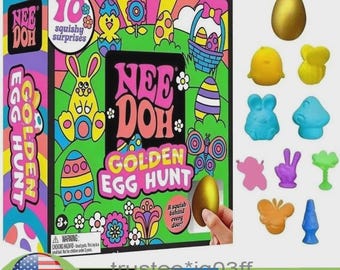 NeeDoh Golden Egg Hunt Sensory Squeeze Toy Set – Easter Fidget Squishy Eggs