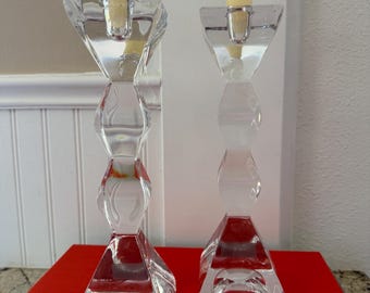 Vintage Lenox Ovation Crystal Candlestick Holders – Pair, Made in Germany Taper Candle Holders