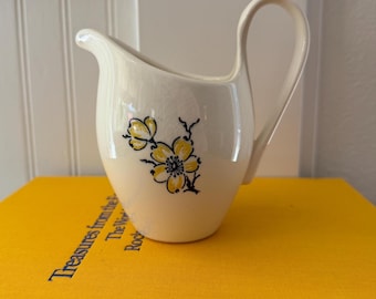 Vintage Marcrest Dixie Dogwood Creamer Pitcher, Yellow Floral Stetson China Pottery