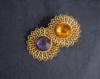 Blue and Yellow Double Filigree Pin