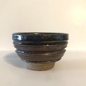 Vtg Hand Thrown Small Pottery Bowl Drip Glaze, Signed, Trinket Dish.