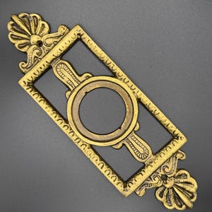 Vintage Mexican Brutalist Aluminum Door Knob Escutcheon, Gold Leaf Hollywood Regency Hardware (11" Backplate)