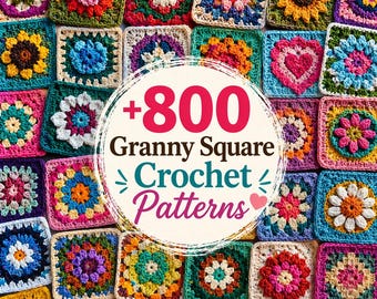 800 Granny Square Crochet Patterns PDF Floral Motif Digital Download