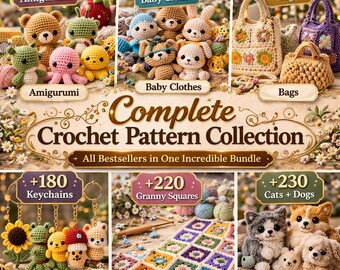 1330 Crochet Patterns Bundle PDF Amigurumi Bags Granny Squares Digital Download