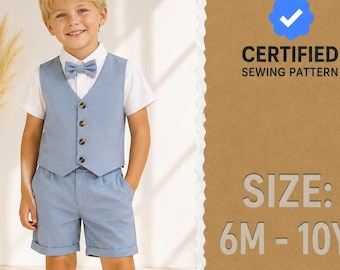 Vest Sewing Pattern (6M-10Y), Top Pattern for Kids, Vest Kids, Kids Pattern Waistcoat, Beginner Sewing Pattern, Pattern Toddlers