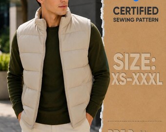Men Puffer Vest Sewing Pattern, Puffer Vest, Jacket Pattern Men, Sewing Pattern Puffer Vest,| Sewing Pattern for Men Jacket Coat Vest