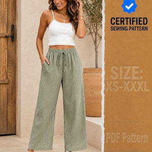 Pants Sewing Pattern for Women, Wide Leg Pants Pattern, Crop Pants Pattern, Sewing Patterns, Women Pattern Pants Trousers, Summer Pants